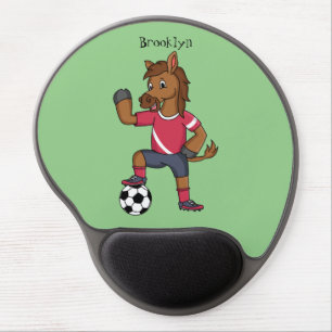 Cute funny horse playing soccer cartoon gel mouse pad