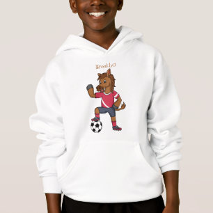 Cute funny horse playing soccer cartoon hoodie