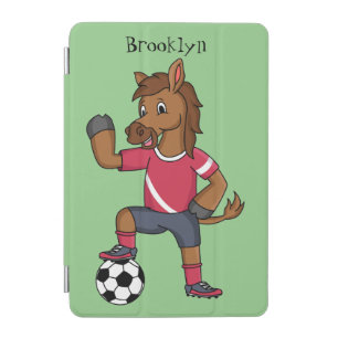 Cute funny horse playing soccer cartoon iPad mini cover