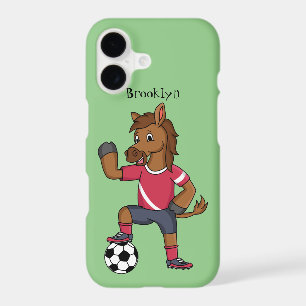 Cute funny horse playing soccer cartoon iPhone 17 case