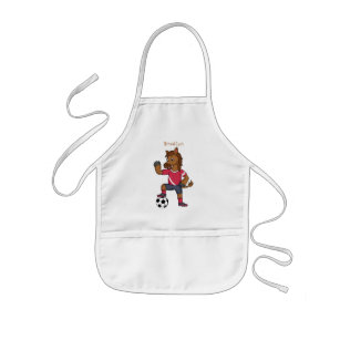 Cute funny horse playing soccer cartoon kids' apron