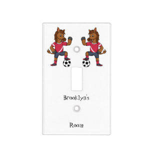 Cute funny horse playing soccer cartoon light switch cover