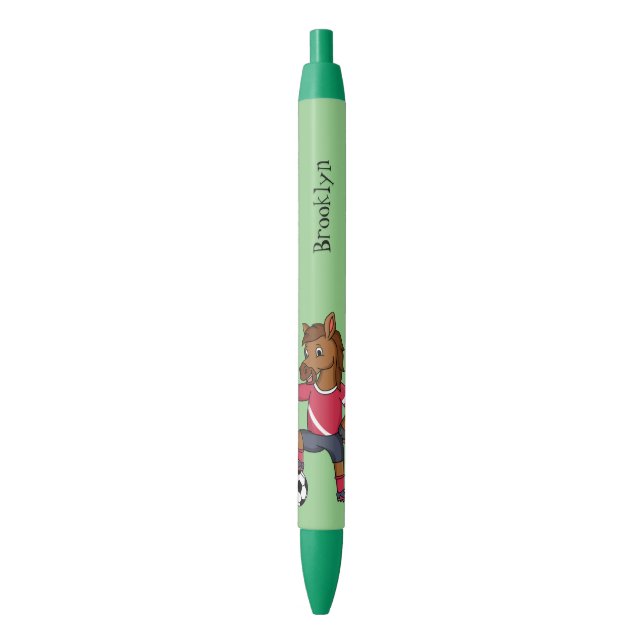 Cute funny horse playing soccer cartoon pen (Front Vertical)