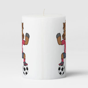 Cute funny horse playing soccer cartoon pillar candle