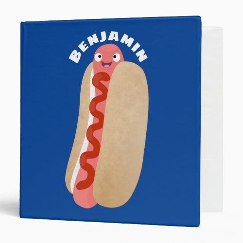 Cute funny hot dog Weiner cartoon  3 Ring Binder