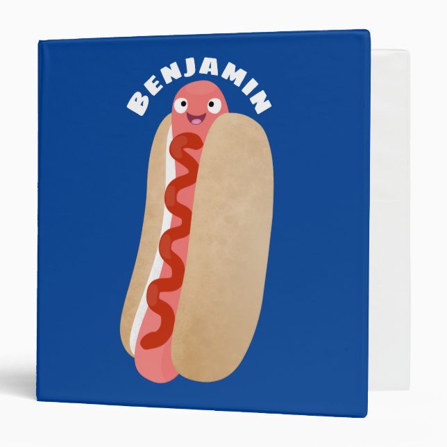 Cute funny hot dog Weiner cartoon  3 Ring Binder (Front/Inside)