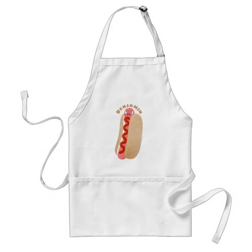 Cute funny hot dog Weiner cartoon Adult Apron