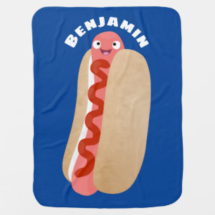Cute funny hot dog Weiner cartoon Baby Blanket