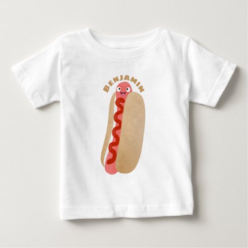 Cute funny hot dog Weiner cartoon  Baby T_Shirt