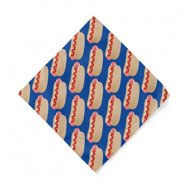 Cute funny hot dog Weiner cartoon  Bandana (Front)