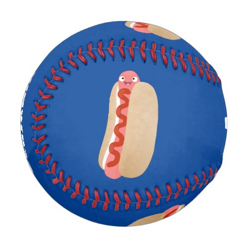 Cute funny hot dog Weiner cartoon Baseball