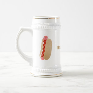 Cute funny hot dog Weiner cartoon Beer Stein