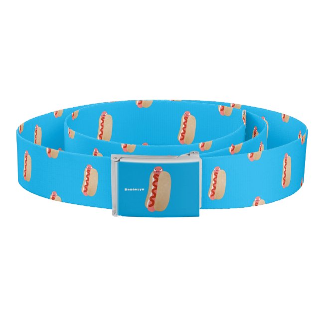 Cute funny hot dog Weiner cartoon Belt (Coil)