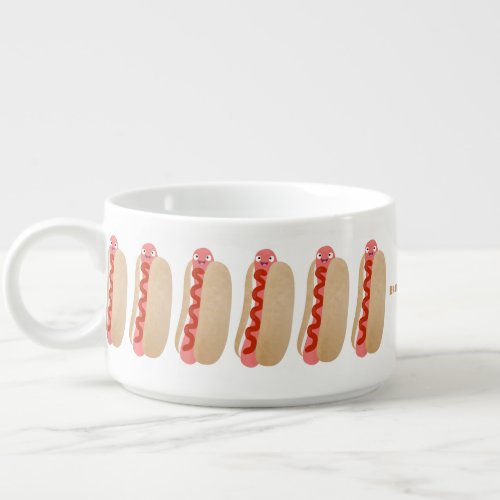 Cute funny hot dog Weiner cartoon Bowl