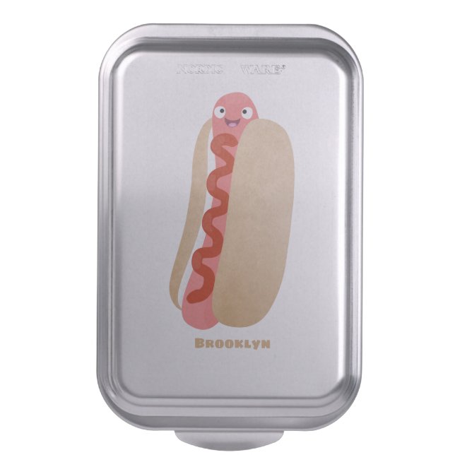 Cute funny hot dog Weiner cartoon Cake Pan (Front Vertical)
