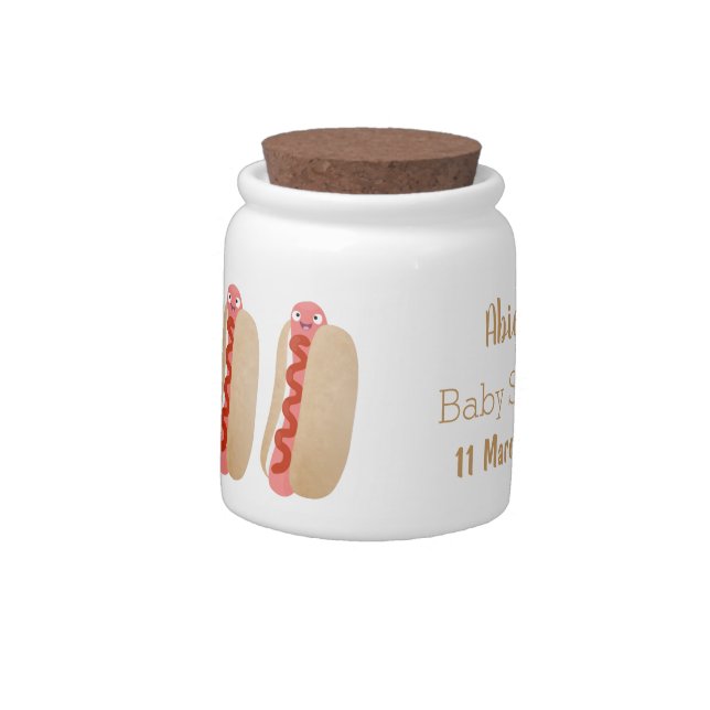 Cute funny hot dog Weiner cartoon Candy Jar (Left)