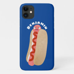Cute funny hot dog Weiner cartoon  iPhone 11 Case
