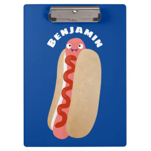 Cute funny hot dog Weiner cartoon Clipboard