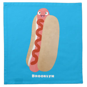 Cute funny hot dog Weiner cartoon Cloth Napkin