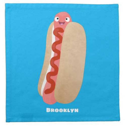 Cute funny hot dog Weiner cartoon Cloth Napkin