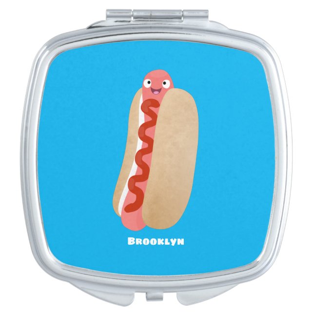 Cute funny hot dog Weiner cartoon Compact Mirror (Front)