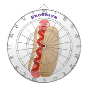 Cute funny hot dog Weiner cartoon Dart Board