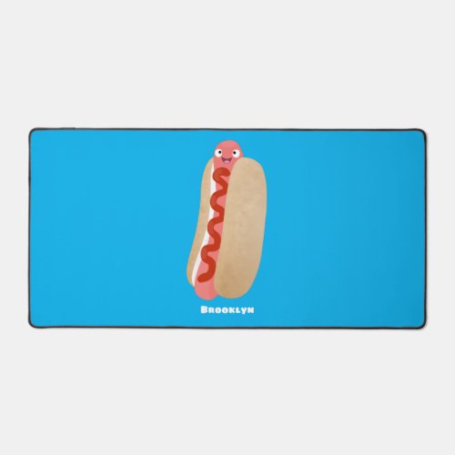 Cute funny hot dog Weiner cartoon Desk Mat