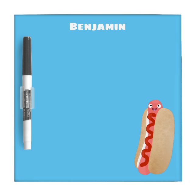 Cute funny hot dog Weiner cartoon Dry Erase Board (Front)