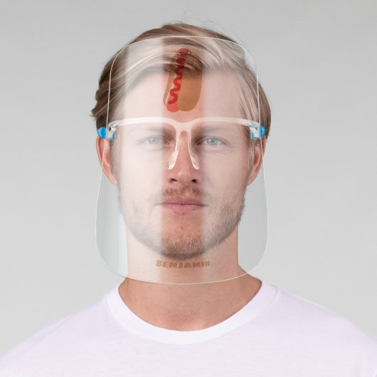 Cute funny hot dog Weiner cartoon Face Shield (Insitu)