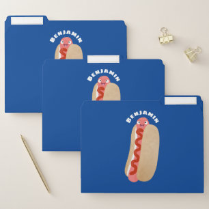Cute funny hot dog Weiner cartoon File Folder