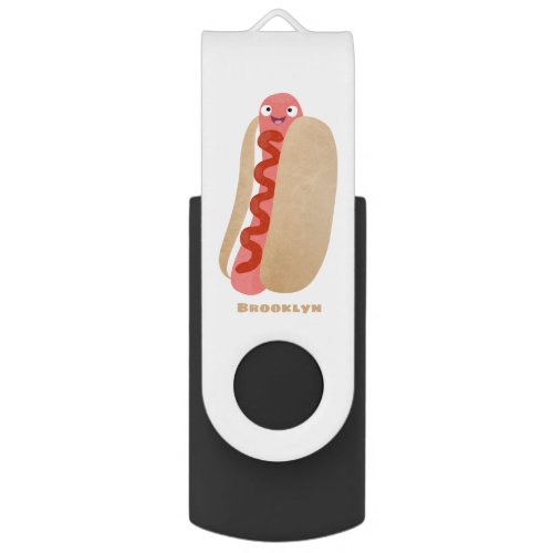 Cute funny hot dog Weiner cartoon Flash Drive