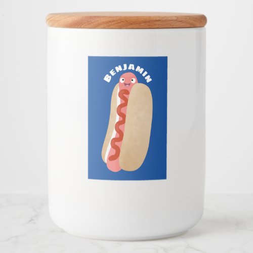 Cute funny hot dog Weiner cartoon Food Label