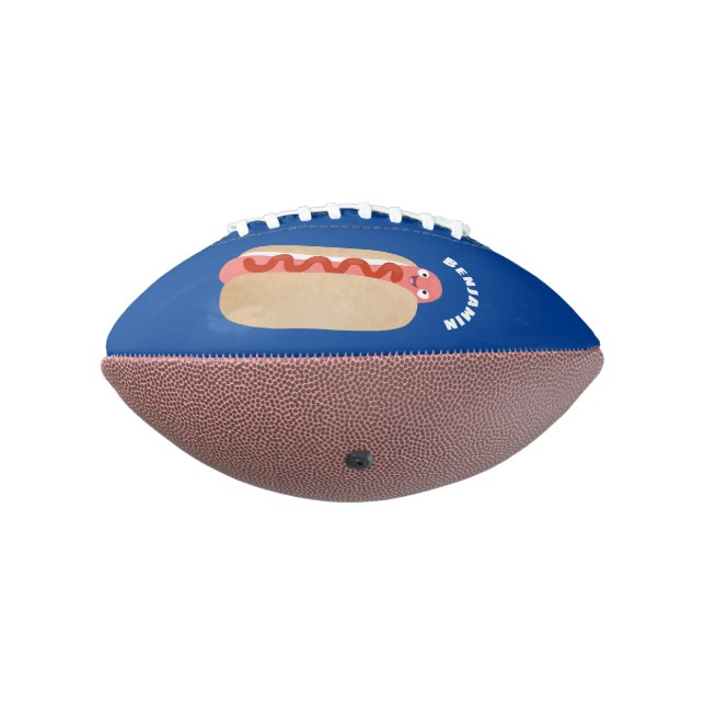 Cute funny hot dog Weiner cartoon Football (Rotated 270)