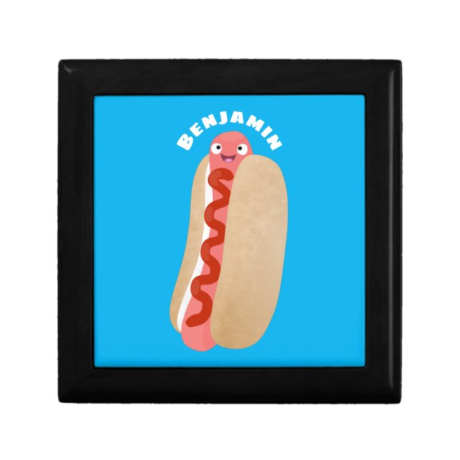 Cute funny hot dog Weiner cartoon Gift Box (Front)