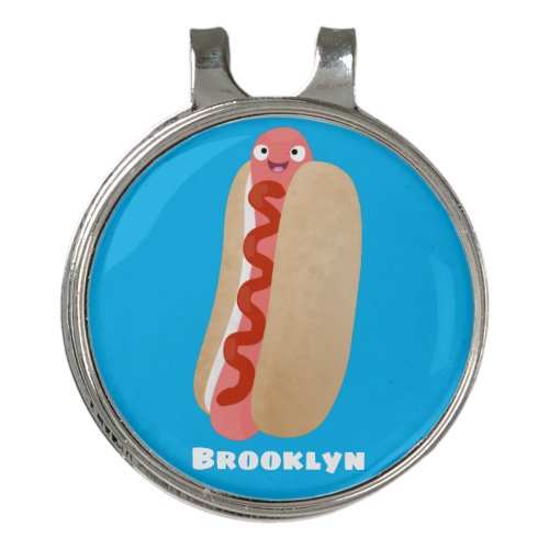 Cute funny hot dog Weiner cartoon Golf Hat Clip