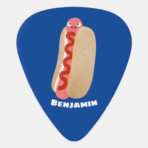Cute funny hot dog Weiner cartoon  Guitar Pick