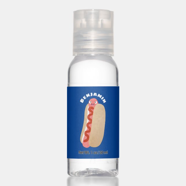 Cute funny hot dog Weiner cartoon  Hand Sanitizer (Front)