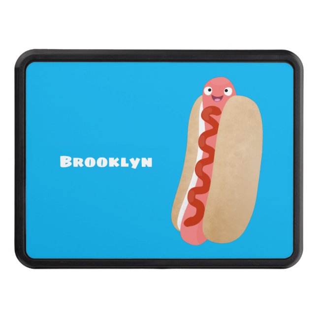 Cute funny hot dog Weiner cartoon Hitch Cover (Front)