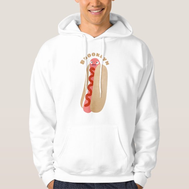 Cute funny hot dog Weiner cartoon Hoodie (Front)