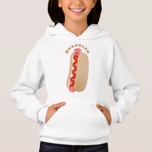 Cute funny hot dog Weiner cartoon Hoodie