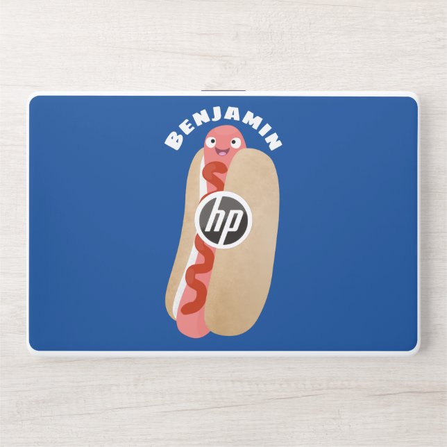 Cute funny hot dog Weiner cartoon HP Laptop Skin (Front)
