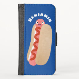 Cute funny hot dog Weiner cartoon iPhone X Wallet Case