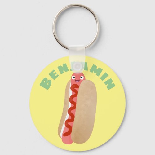 Cute funny hot dog Weiner cartoon Keychain