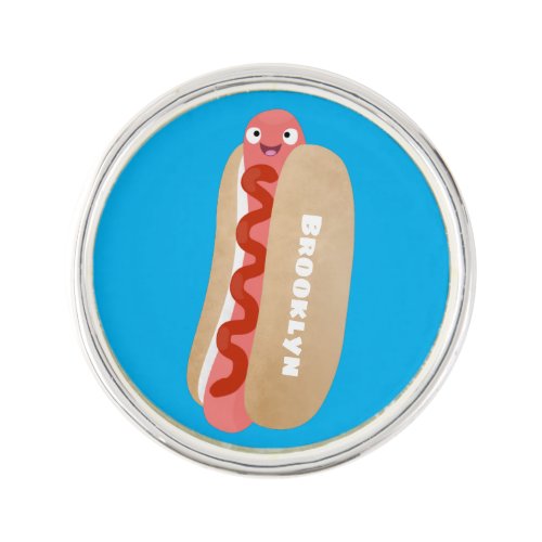 Cute funny hot dog Weiner cartoon Lapel Pin