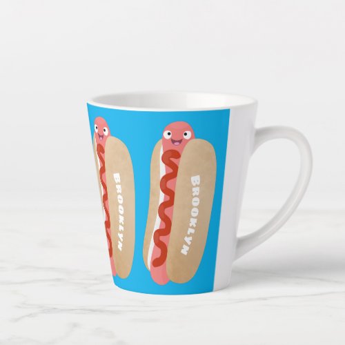 Cute funny hot dog Weiner cartoon Latte Mug