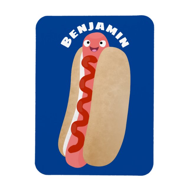 Cute funny hot dog Weiner cartoon Magnet (Vertical)