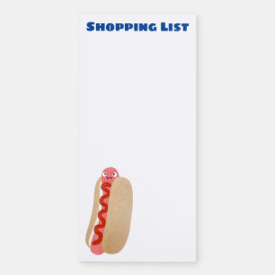 Cute funny hot dog Weiner cartoon Magnetic Notepad