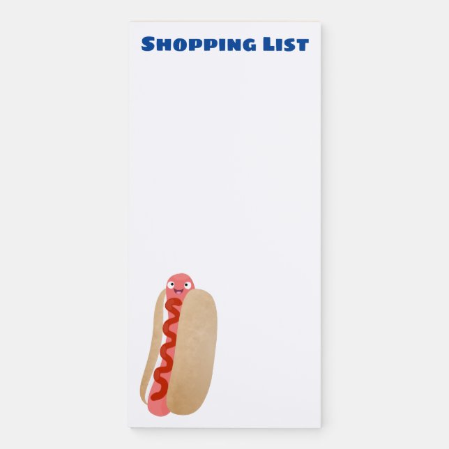 Cute funny hot dog Weiner cartoon  Magnetic Notepad (Front)