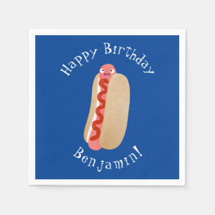 Cute funny hot dog Weiner cartoon Napkins
