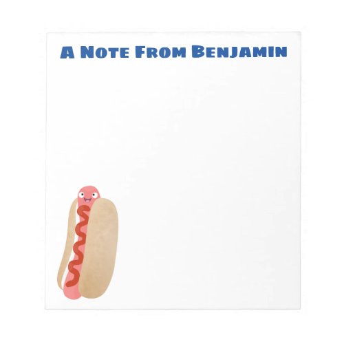 Cute funny hot dog Weiner cartoon  Notepad